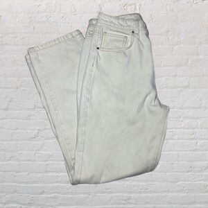 Cotton On Bright White Bleached Denim Long Straight Leg Women’s Jeans Size US 8